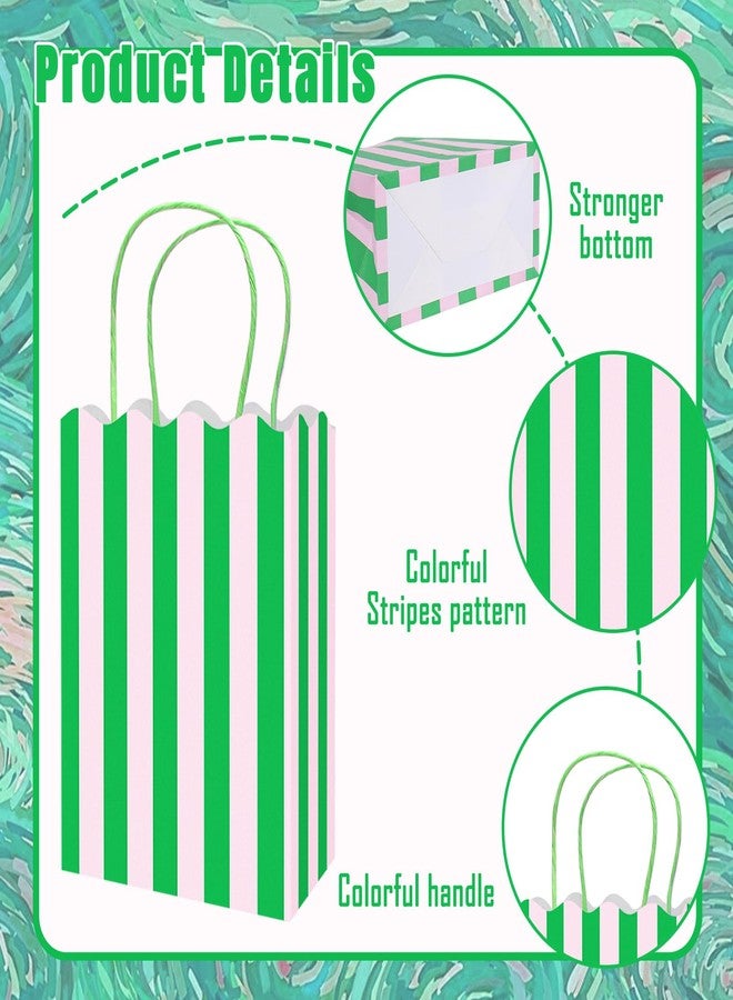 Whaline 24 Pcs Colorful Paper Gift Bag Treat Bags with Handles Stripe Scalloped Candy Goodie Bags for Party Favors Supplies - Image 3